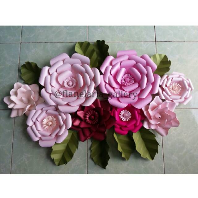 BELI 2 SET GRATIS BUNTING FLAG ! ) paper flower / bunga kertas dekorasi (  backdrop ) | Shopee Indonesia