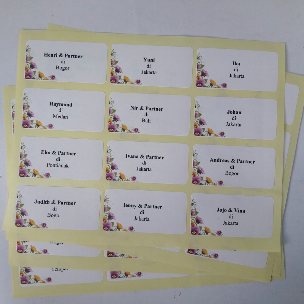 Cetak / Print Sticker Nama Label Undangan Code 103 | Shopee Indonesia
