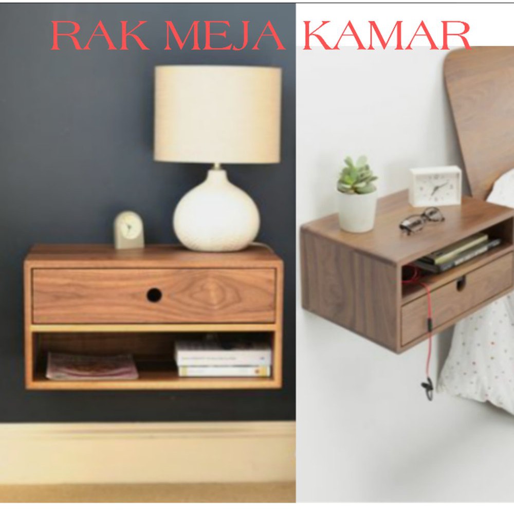 Jual RAK GANTUNG MEJA KAYU KAMAR TIDUR RAK DINDING Indonesia|Shopee  Indonesia