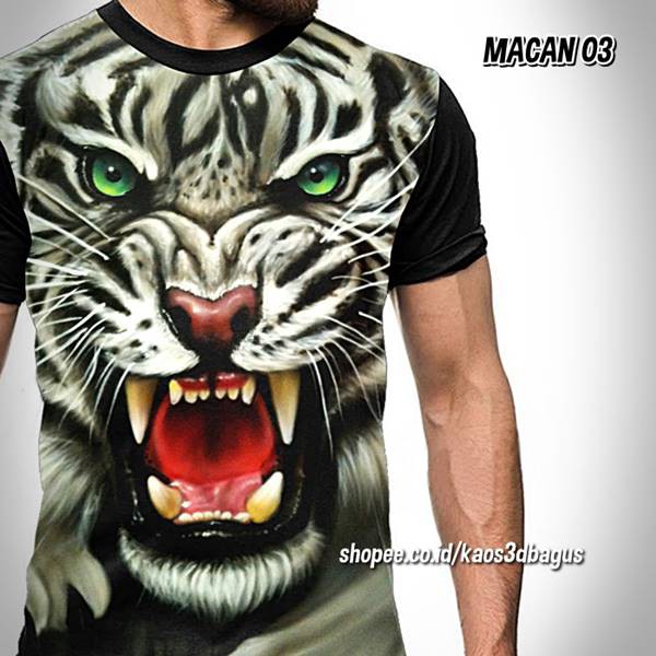 Jual Baju Kaos HARIMAU PUTIH Maung Macan Tiger PUTIH MATA HIJAU Macan 03  ANIMAL Keren Indonesia|Shopee Indonesia