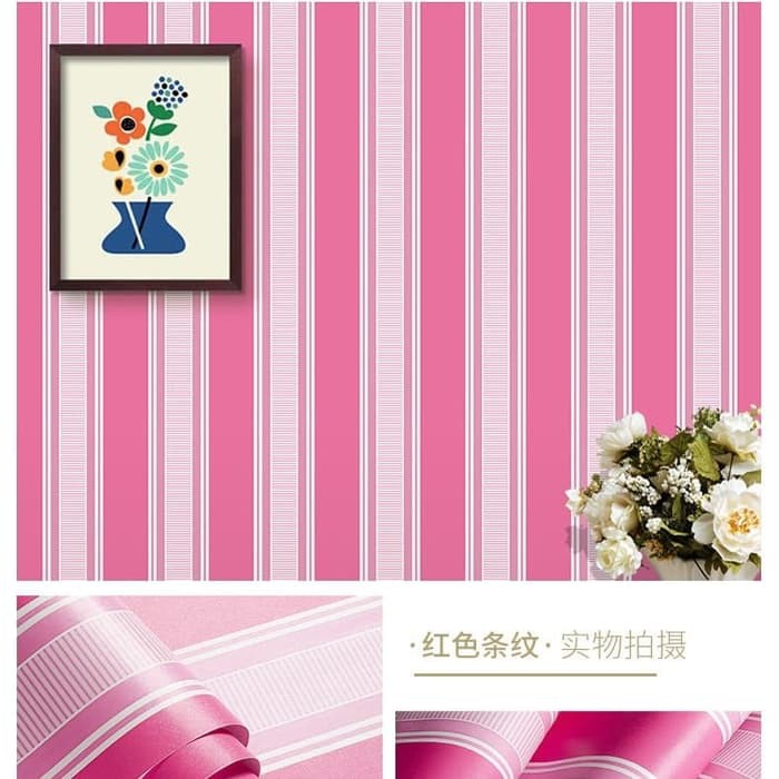 Wallpaper Dinding Kamar Tidur PINK PUTIH GARIS SALUR Walpaper Stiker  Dekorasi Rumah Ruang Tamu Dapur | Shopee Indonesia