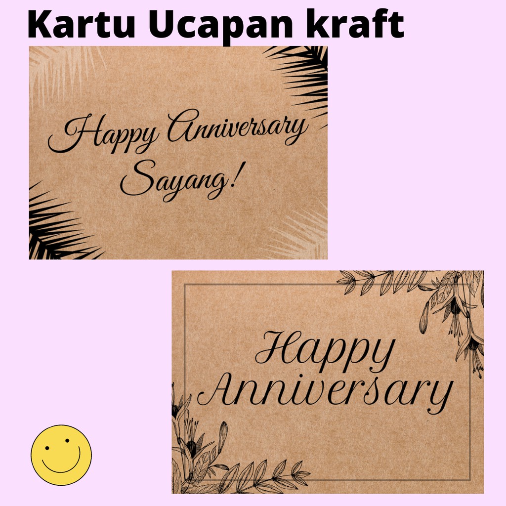 5X7CM) KARTU UCAPAN HAPPY ANNIVERSARY KERTAS KRAFT | Shopee Indonesia