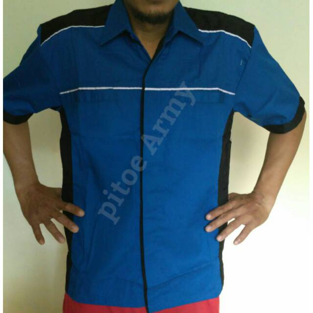Jual Seragam Kerja Crew - Kemeja Kombinasi - Seragam Kerja Bengkel - Seragam  OB - Seragam Office Boy Indonesia|Shopee Indonesia