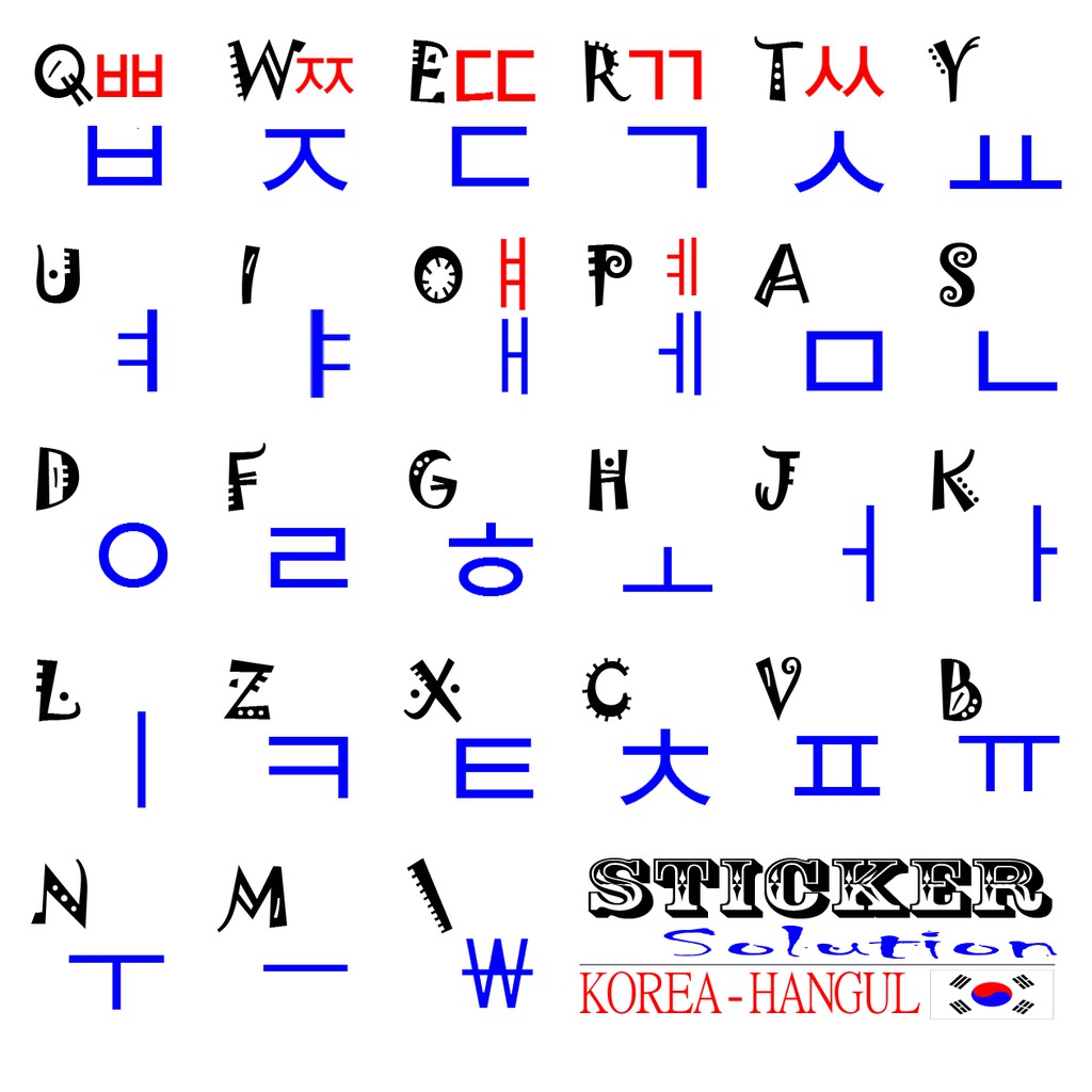 Stiker Sticker Keyboard Huruf Korea Hangeul Plus Latin Tempelan Mengetik  Keyboard | Shopee Indonesia