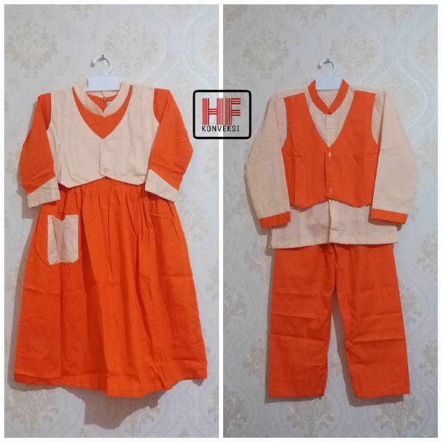 Jual Baju Muslim Anak/Seragam Muslim Anak TK / PAUD Oren Model Rompi  Indonesia|Shopee Indonesia