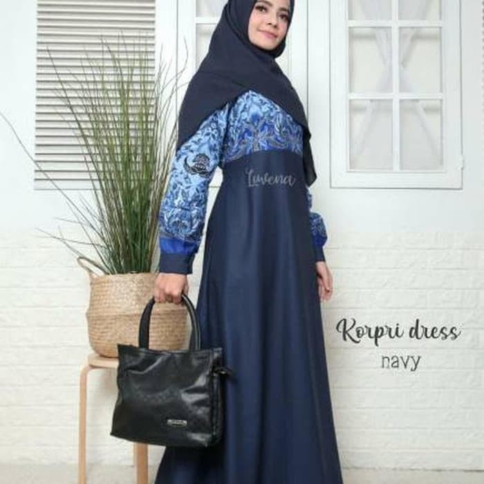 Jual Dress Gamis syari Dinas Batik guru pns pdl pdh Murah formal pelajar  SK02 terbaru biru putih Indonesia|Shopee Indonesia