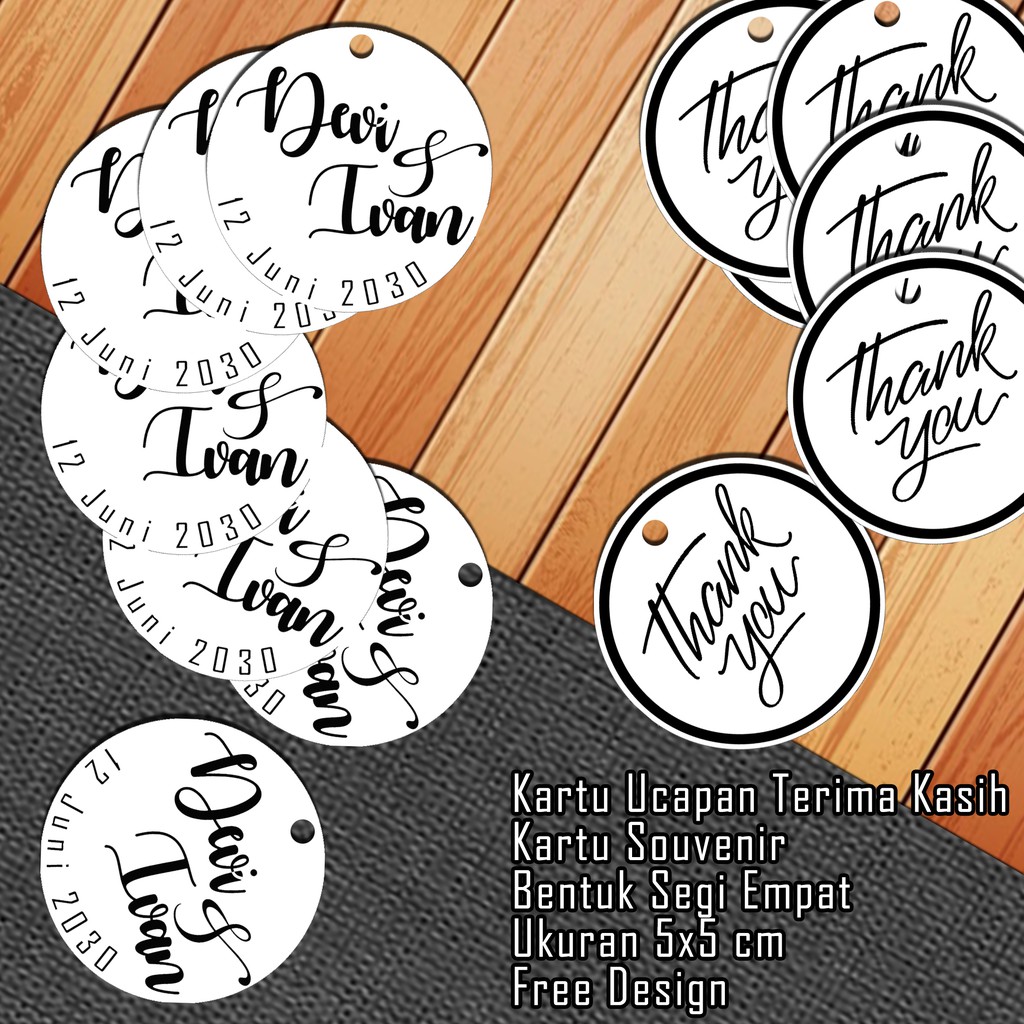 Kartu Pengambilan Souvenir Kartu Ucapan Terima Kasih Bulat Lingkaran diameter  5 cm | Shopee Indonesia