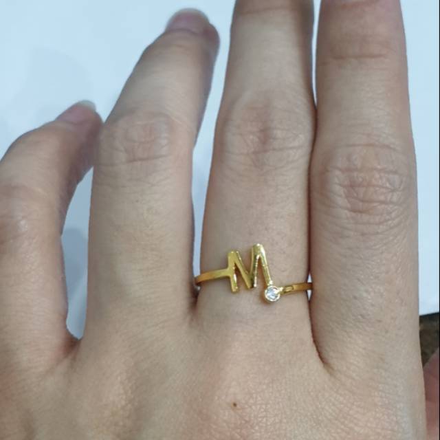 Cincin huruf M AD simple mewah elegant uk 10 11 15 kadar 875 | Shopee  Indonesia
