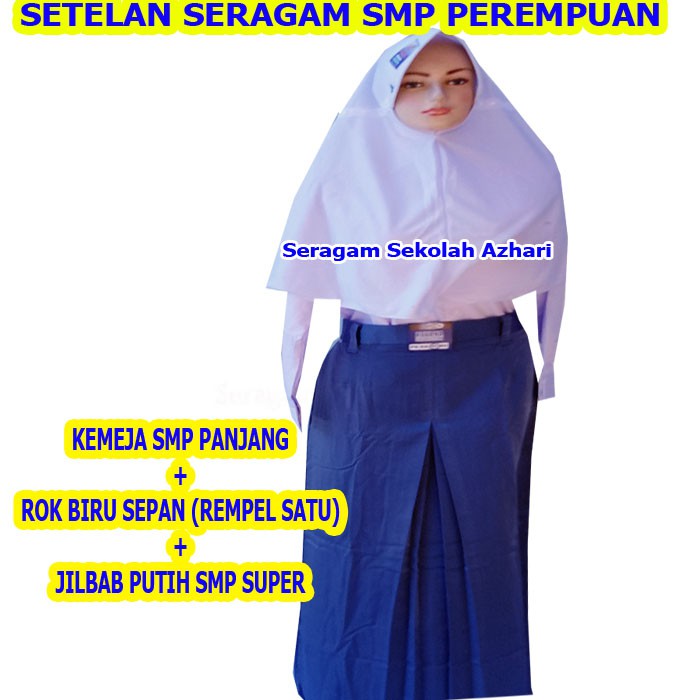 Jual Stelan Seragam SMP Biru Putih Rok Span Lengkap Jilbab Sekolah-Seragam  SMP-Seragam Sekolah Indonesia|Shopee Indonesia