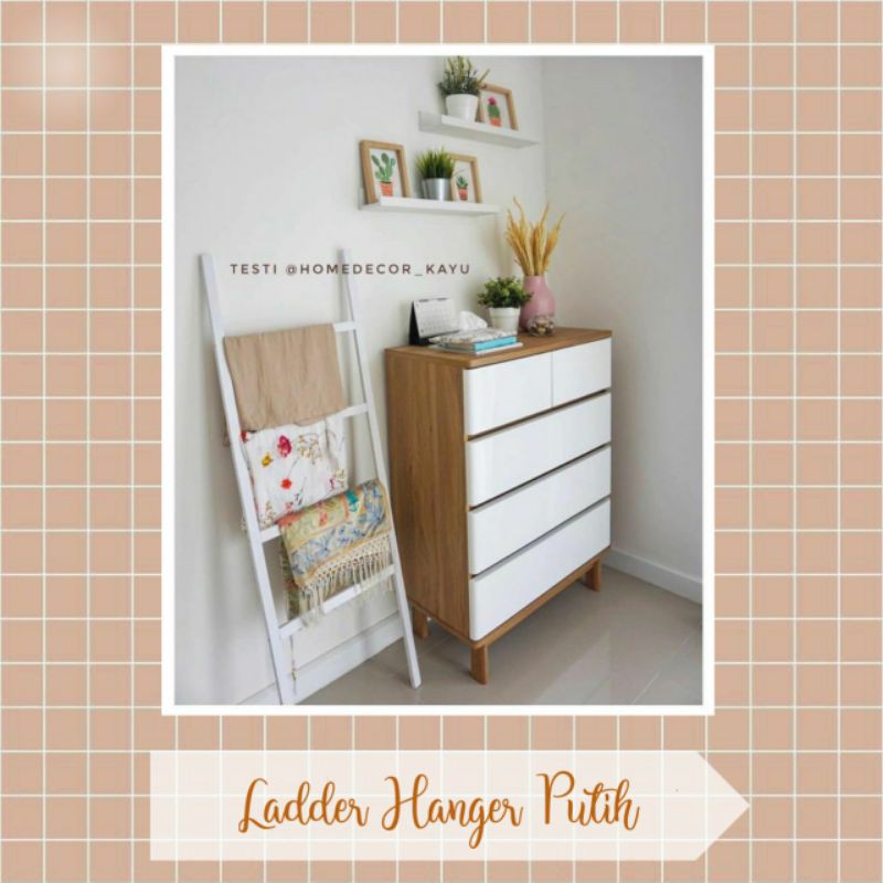 HK Ladder hanger kayu T.140cm / /Rak Tangga Kayu Dekorasi /Gantungan sajadah  / kerudung | Shopee Indonesia