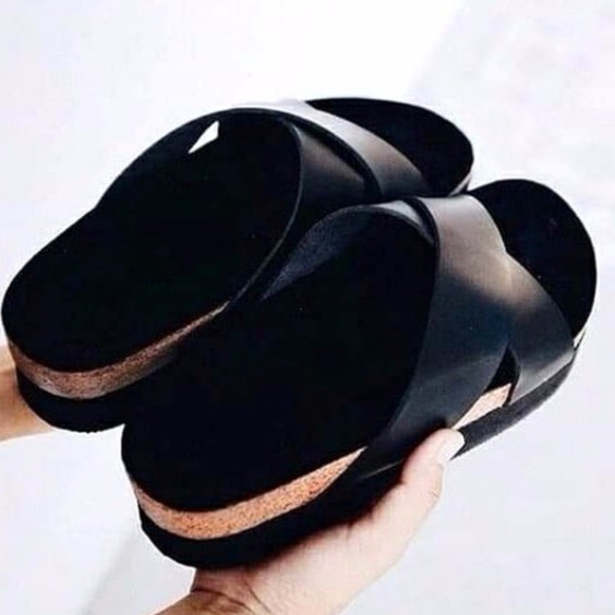 SANDAL WEDGES TINGGI 5 CM BAN SILANG BLACK WANITA UKURAN JUMBO BESAR BIG  SIZE | Shopee Indonesia