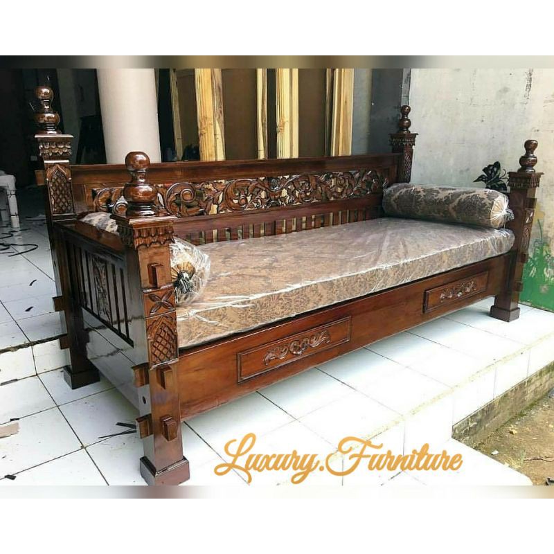 bale bale sofa ukiran jepara bahan kayu jati berkualitas warna salak tua |  Shopee Indonesia