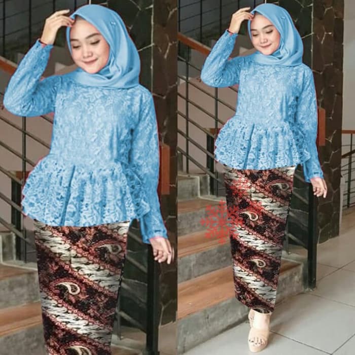 NISA SABYAN &ldquo;setelah baju kebaya wisuda sari biru muda set rok batik pesta  sar tv&rdquo; | Shopee Indonesia