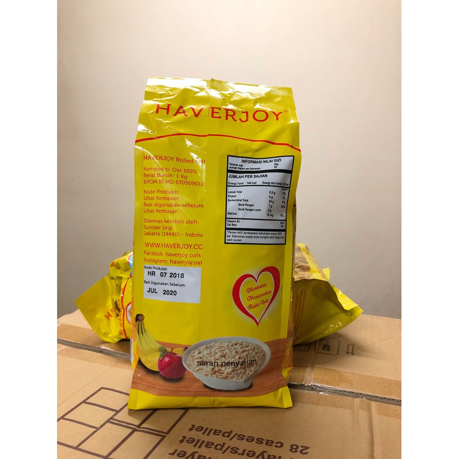 Jual Haverjoy Rolled Oat Havermout 1 KG Indonesia|Shopee Indonesia
