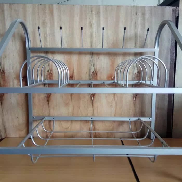 Unik rak piring tempat piring rak piring gantung susun 2 alumunium Murah |  Shopee Indonesia