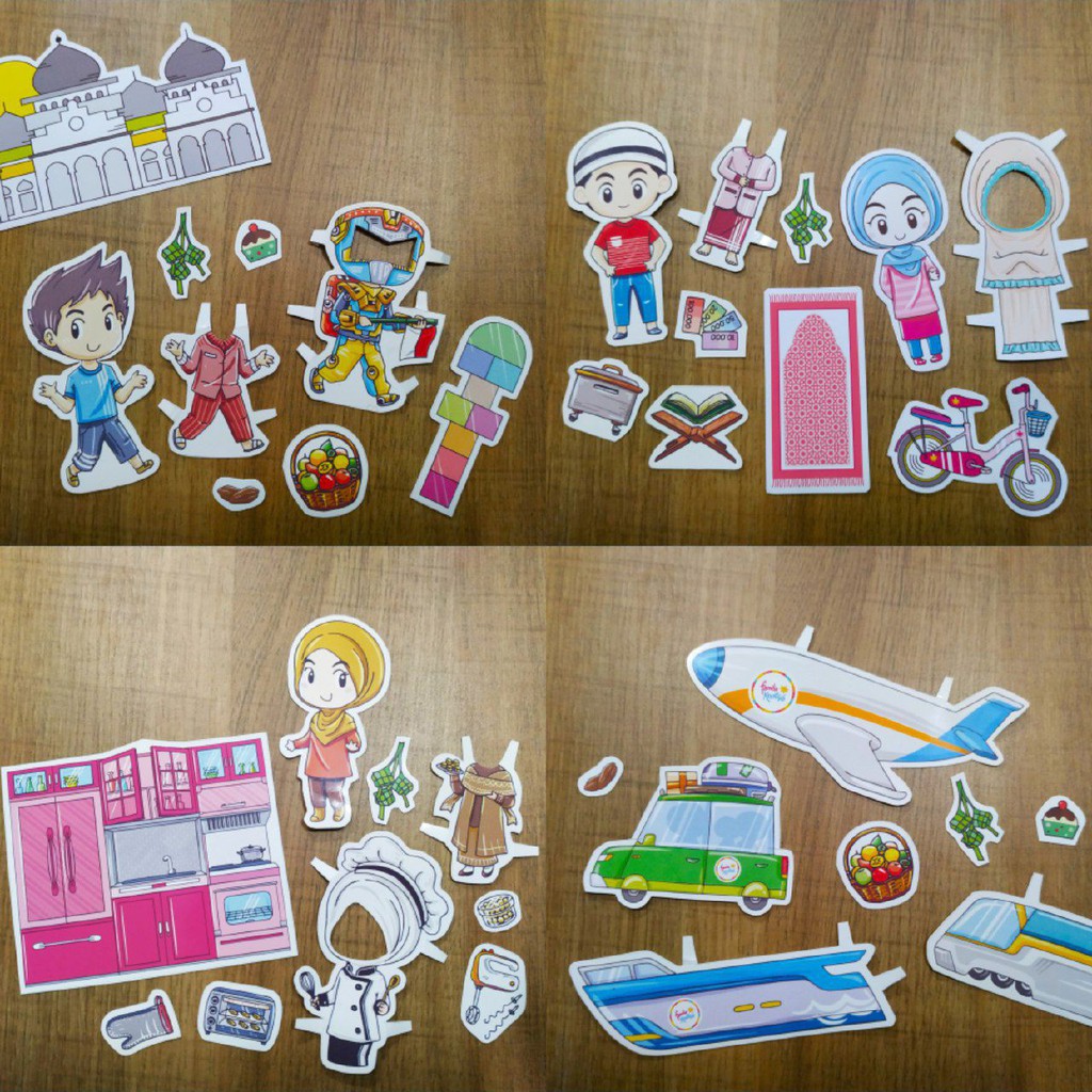 Mainan Anak Bongkar Pasang Orang Orangan Kertas Paper Dolls Edisi Ramadhan  Kualitas Terbaik | Shopee Indonesia