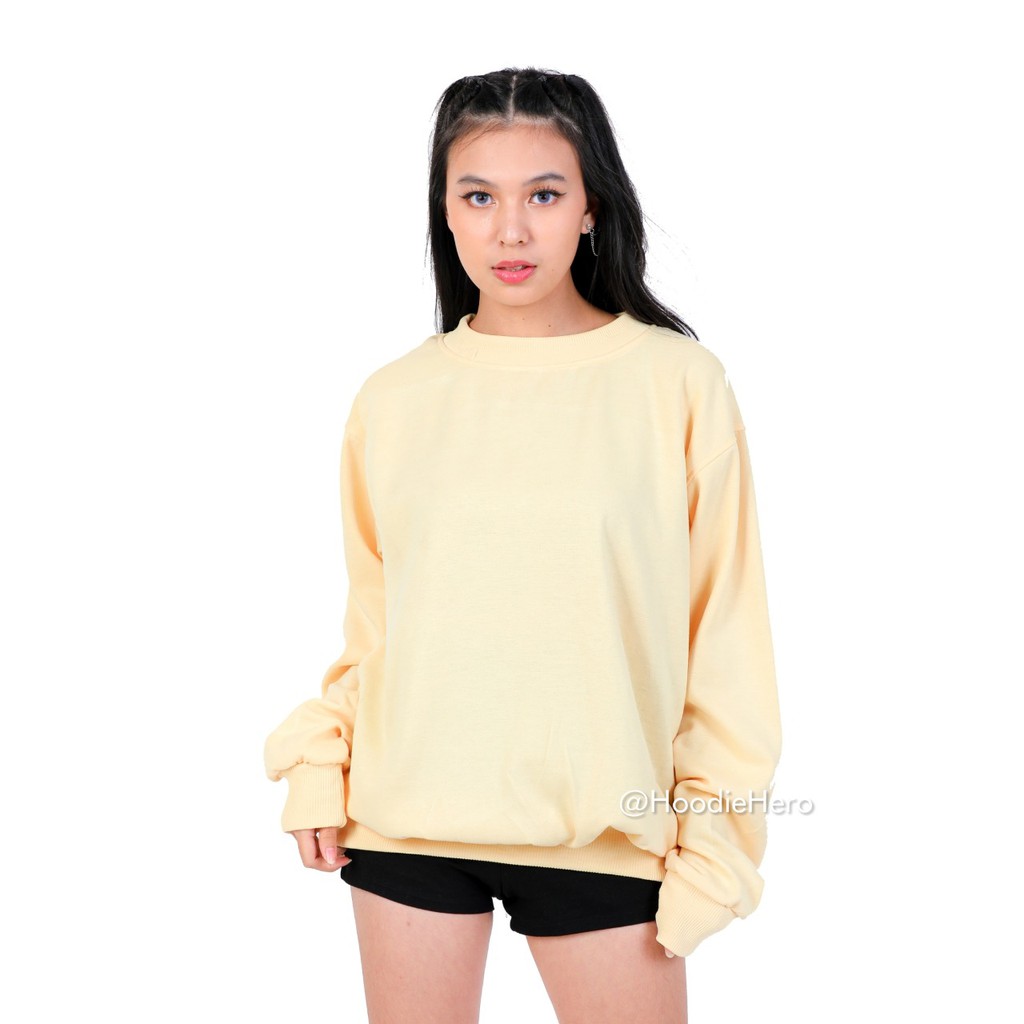 JAKET BASIC SWEATER KUNING BABY WANITA M - XXXL POLOS | Shopee Indonesia