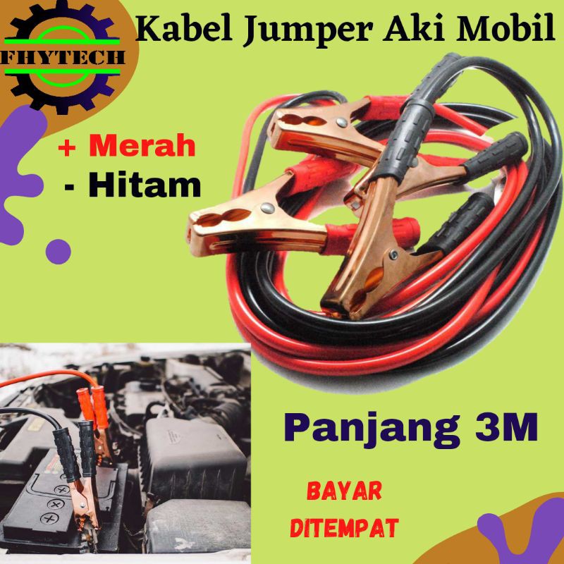 Kabel Jumper Cas Charger Aki Accu Baterai Soak Mobil Motor Mogok Panjang 3M  | Shopee Indonesia