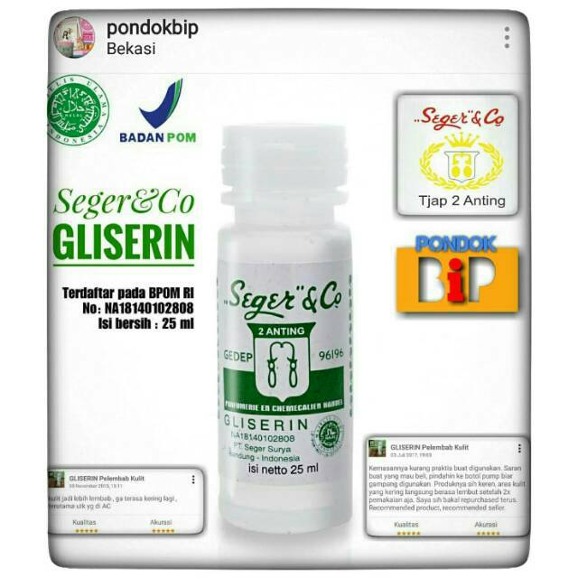SEGER GLISERIN pelembab kulit | Shopee Indonesia