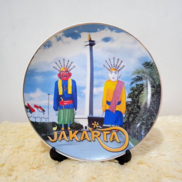 Pajangan Souvenir Piring Negara Indonesia Jakarta Monas Ondel-ondel |  Shopee Indonesia