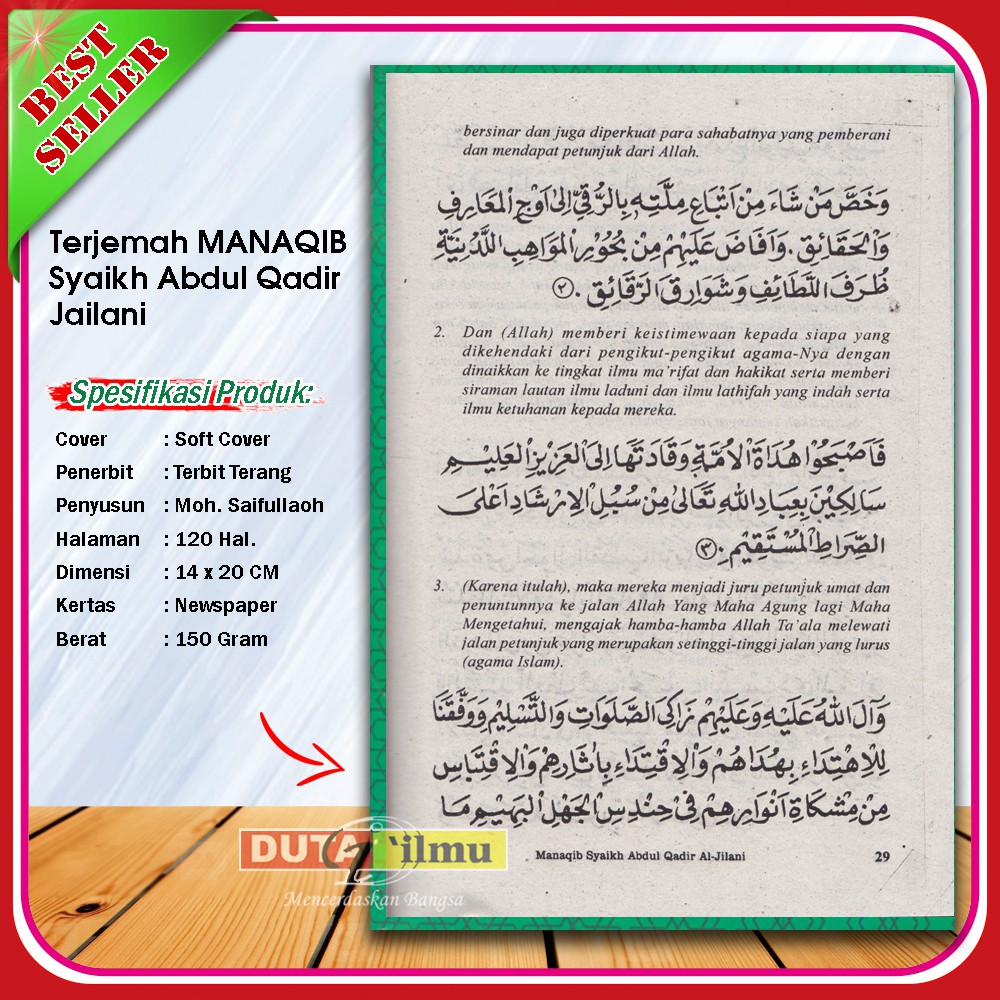 Terjemah MANAQIB Syekh Abdul Qadir Jailani ARAB - INDO | Shopee Indonesia