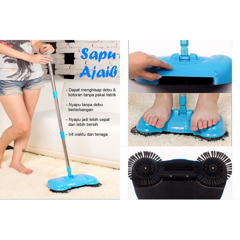 Sapu pembersih Ajaib menghisap debu &amp; kotoran tanpa pakai listrik efektif  dan canggih | Shopee Indonesia