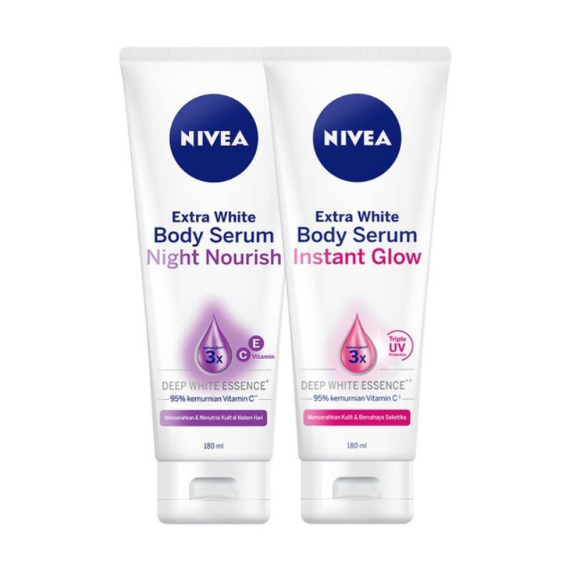 Nivea Body Serum instant glow 180ml+ night nourish 180ml | Shopee Indonesia