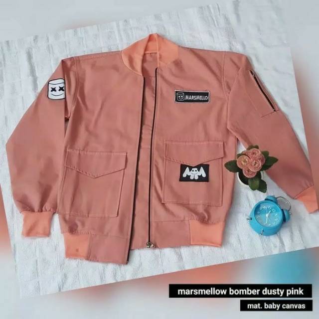 Jaket marshmello bomber wanita dusty pink | Shopee Indonesia