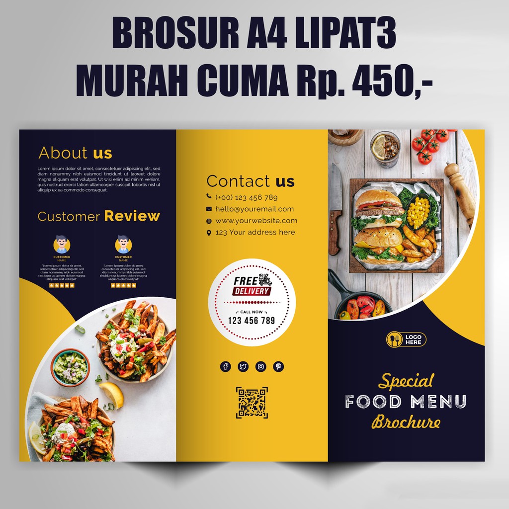 Cetak Brosur Murah Custom Flyer Leaflet Pamflet A4 Lipat 3 AP120 | Shopee  Indonesia