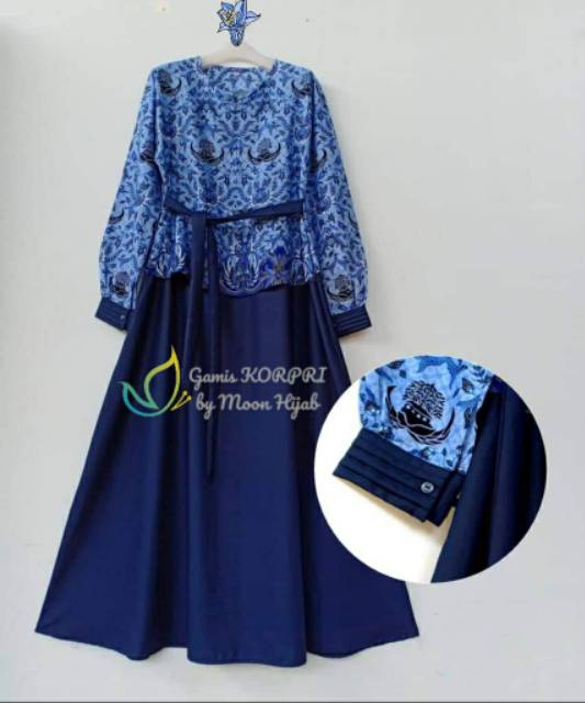Jual HISA KORPRI DRESS SERAGAM PNS GAMIS KATUN TOYOBO BY MOONHIJAB  Indonesia|Shopee Indonesia