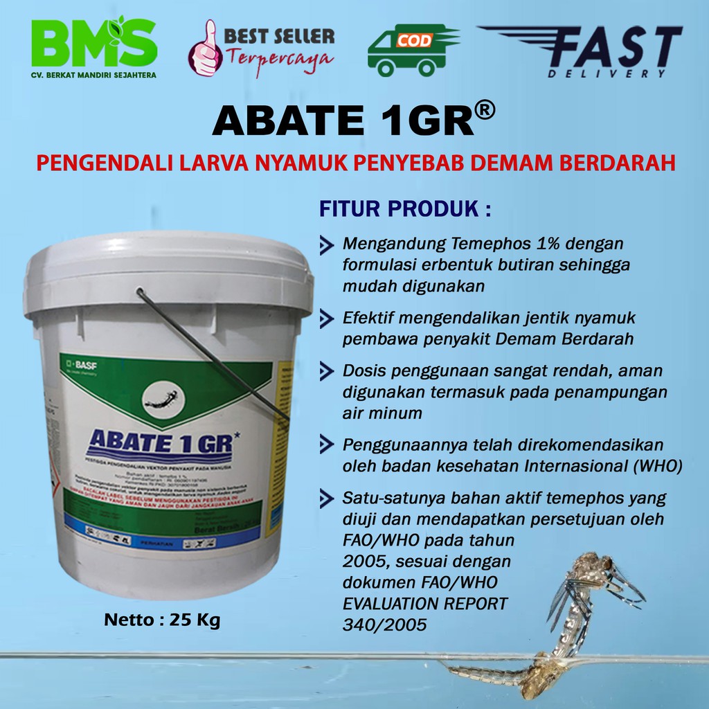 Jual ABATE 1GR untuk membunuh jentik nyamuk pembawa penyakit DBD dan  Malaria kemasan 25 Kg Indonesia|Shopee Indonesia