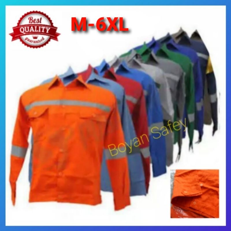 Jual Baju Safety Atasan Lengan Panjang Seragam Kerja proyek Lapangan  Berkwalitas Indonesia|Shopee Indonesia
