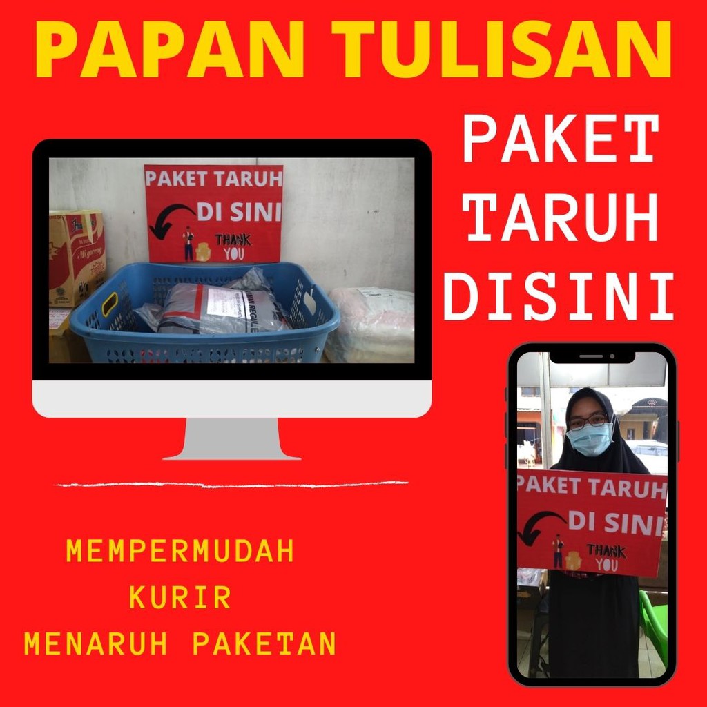 Papan Tulisan Sign A3 Petunjuk Kurir PAKET TARUH DI SINI Include Logo Board  | Best Seller Termurah | Shopee Indonesia