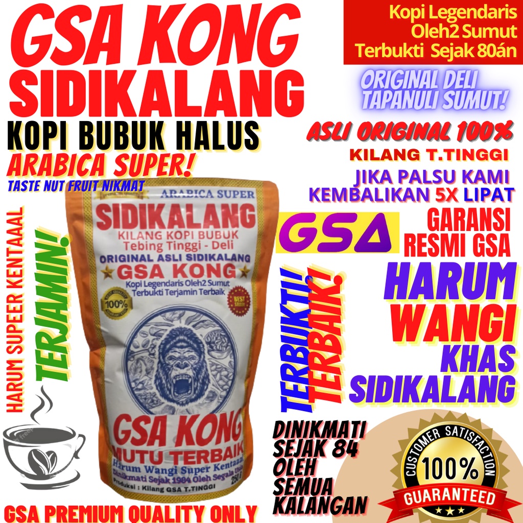 Jual Kopi Bubuk ROBUSTA ARABICA SUPER ORIGINAL ASLI SIDIKALANG | Kopi Bubuk  250G Hitam GSA KONG | Kopi Hitam | Kopi Robusta | Kopi Arabica | Kopi Asli  Sidikalang | Kopi Medan |