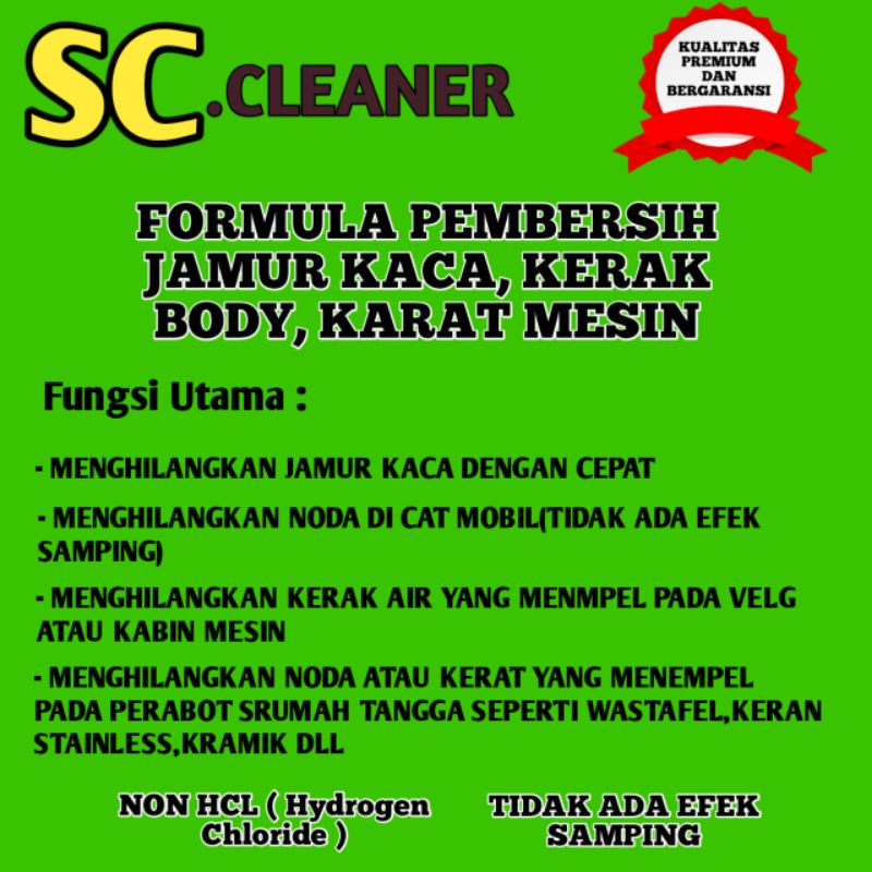 Jual SC CLEANER. FORMULA PEMBERSIH JAMUR KACA, KERAK BODI DAN KARAT DI  MOBIL ( SERBAGUNA ). Indonesia|Shopee Indonesia