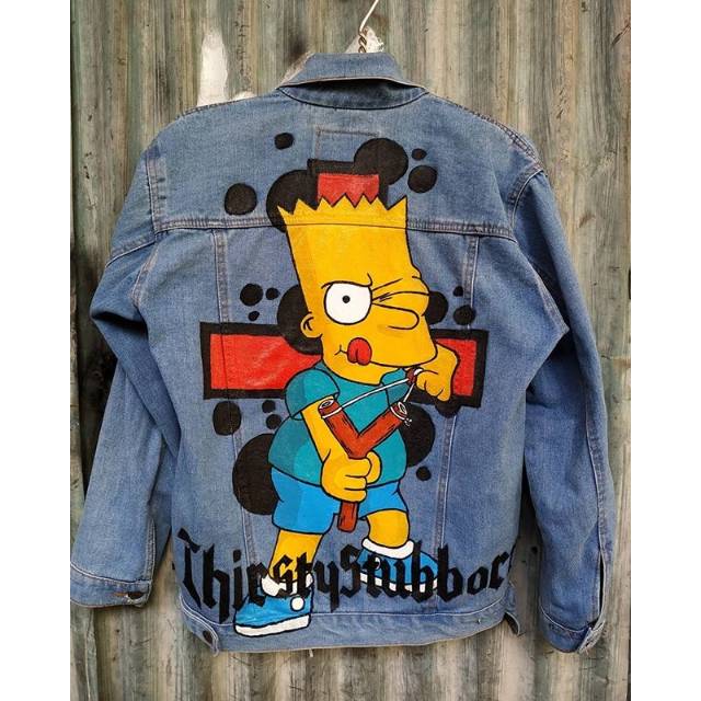 JAKET JEANS DENIM LUKIS CUSTOM | Shopee Indonesia