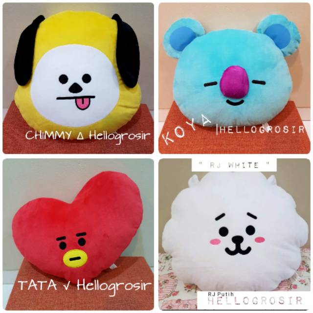 Bantal Boneka BT21 BTS Unofficial Shooky Mang Van Cooky Chimmy Tata Koya RJ  White Cream Kpop Bangtan | Shopee Indonesia