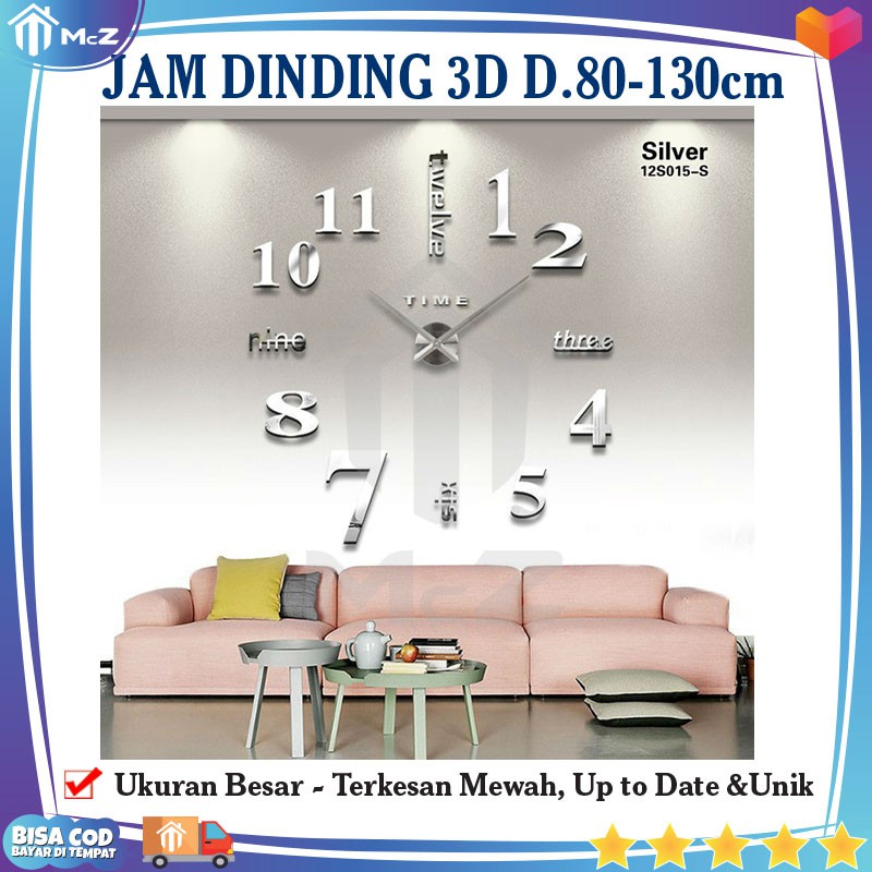 JAM DINDING 3D Unik Besar Mewah dan Minimalis DIY Diameter 80-130cm - DIY  Giant Wall Clock - 2 Warna | Shopee Indonesia