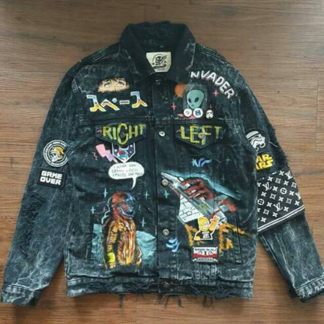 Jaket Levis Jeans Lukis Jeans Murah Astronout Full Depan Belakang | Shopee  Indonesia