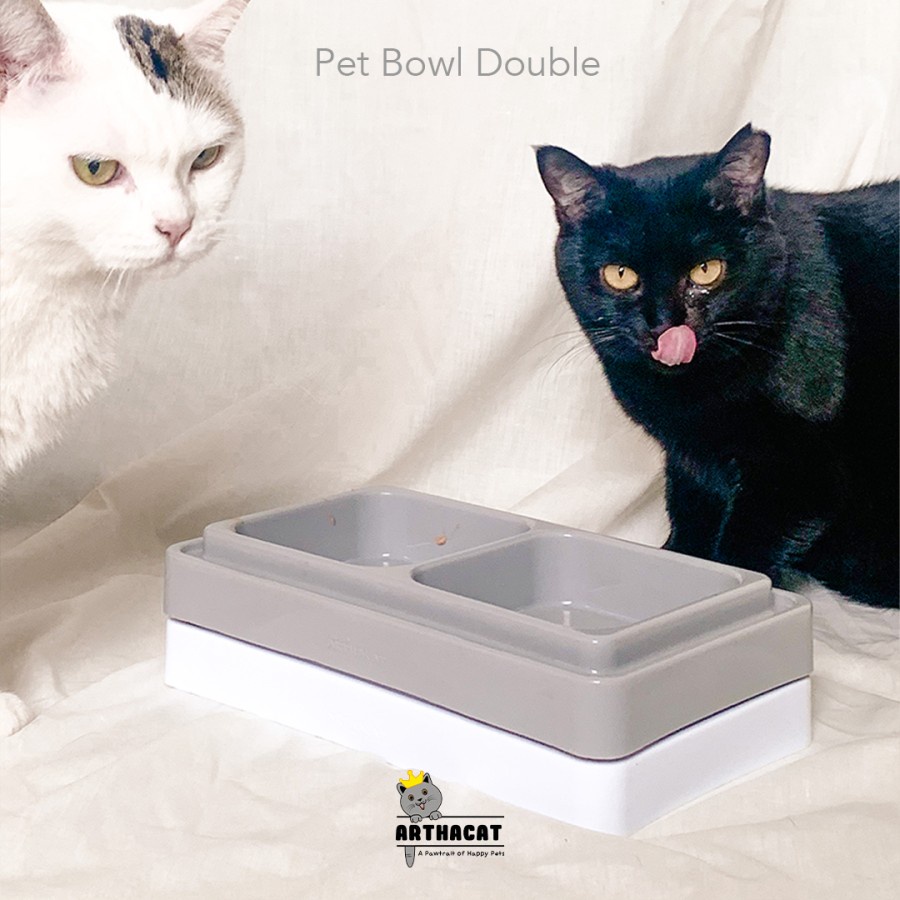 PET BOWL DOUBLE Arthacat Tempat Makan Kucing Anjing Anti Semut | Shopee  Indonesia