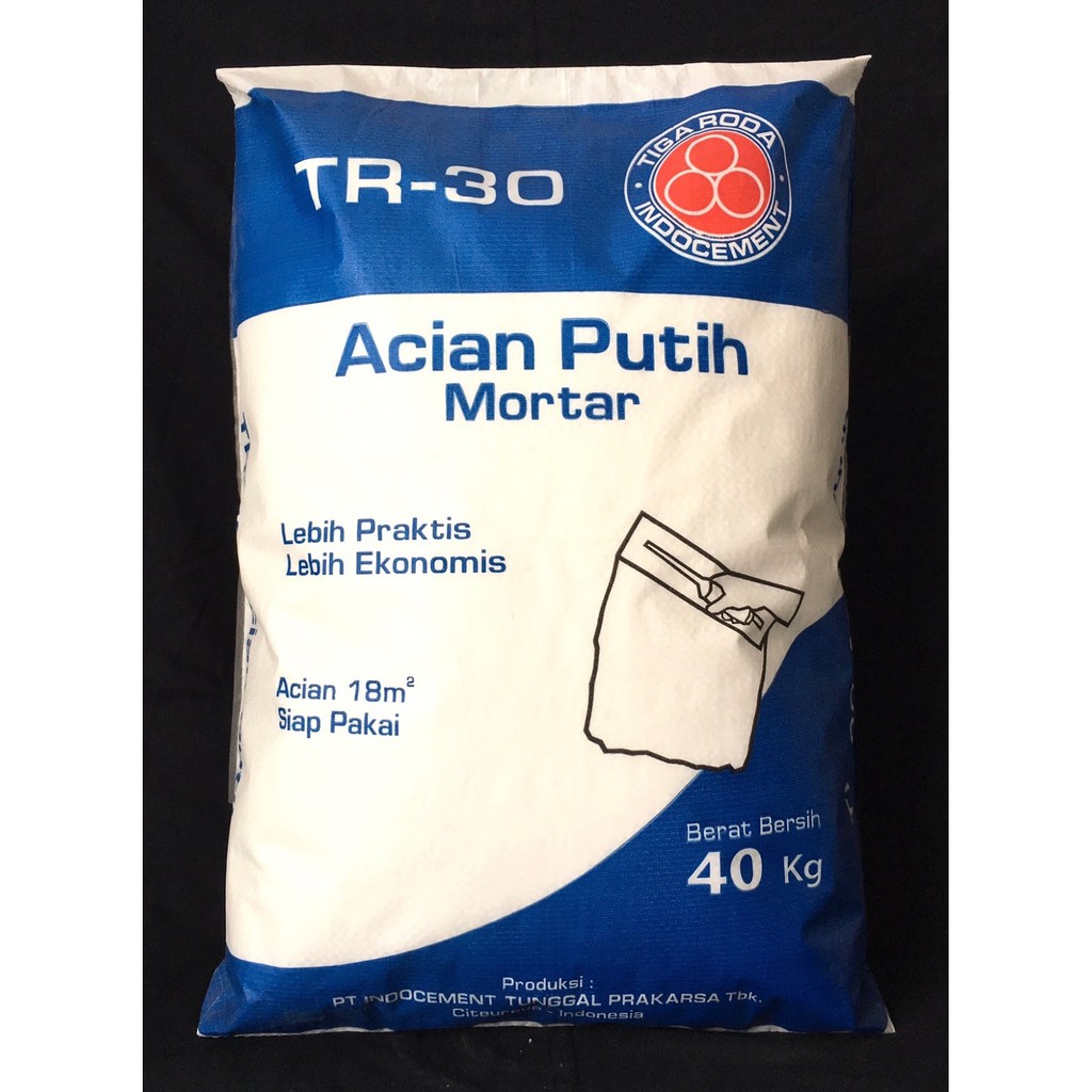 Jual SEMEN Acian Putih Tiga Roda White Mortar TR 30 40kg Indonesia|Shopee  Indonesia