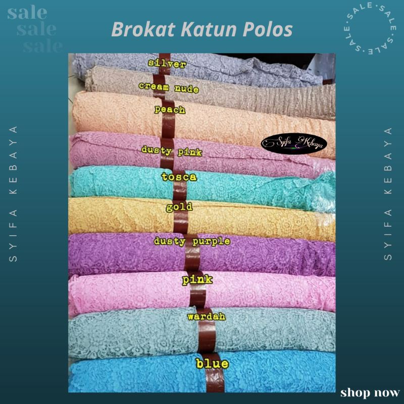 Kain brukat katun polos. Brokat meteran murah. Kain burkat broklat borkat  import | Shopee Indonesia