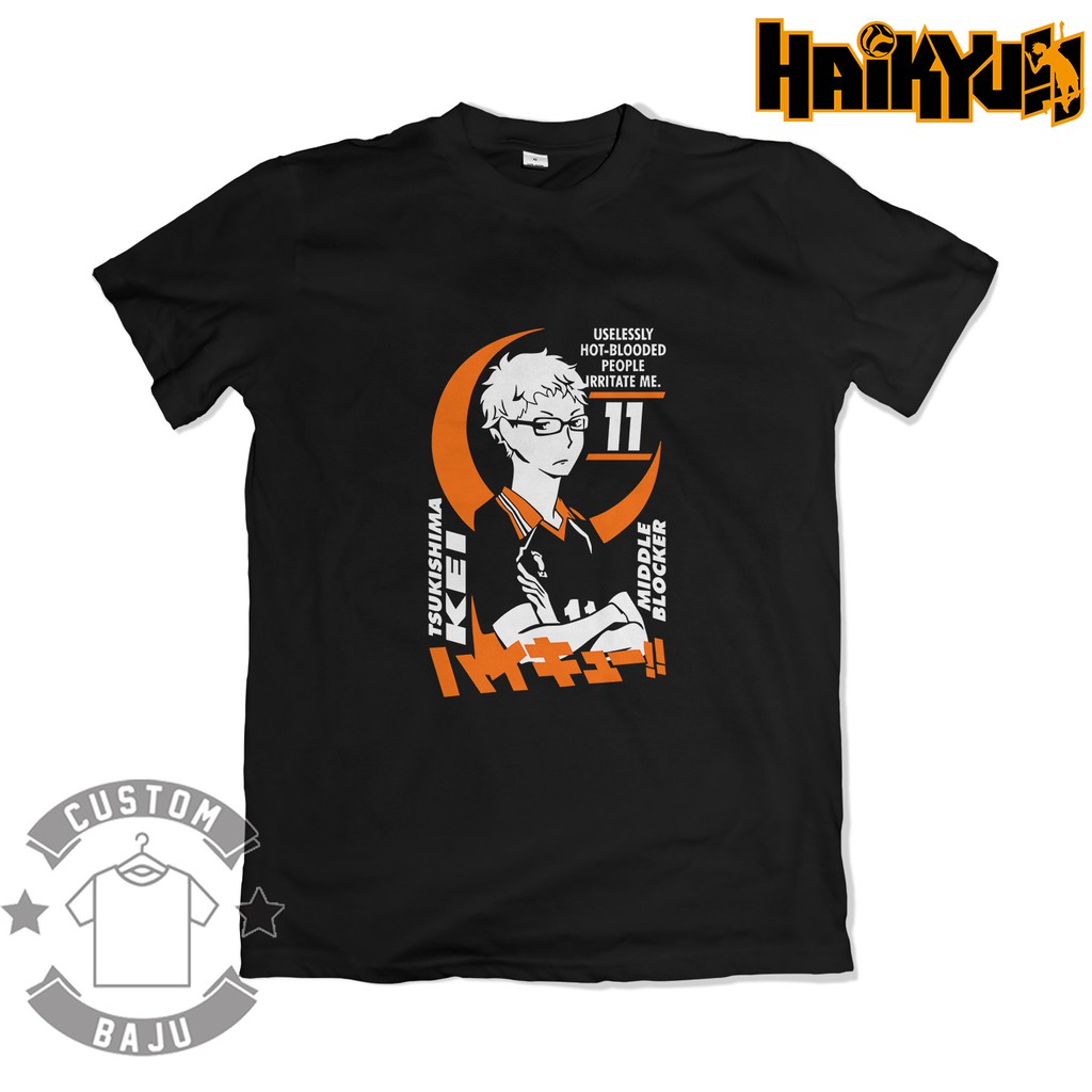 Kaos Anime Haikyu Tsukishima Kei Middle Blocker Karasuno | Shopee Indonesia