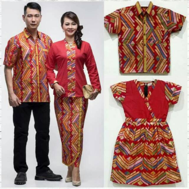 Sarimbit keluarga RnB kartini prada merah (crown batik) | Shopee Indonesia