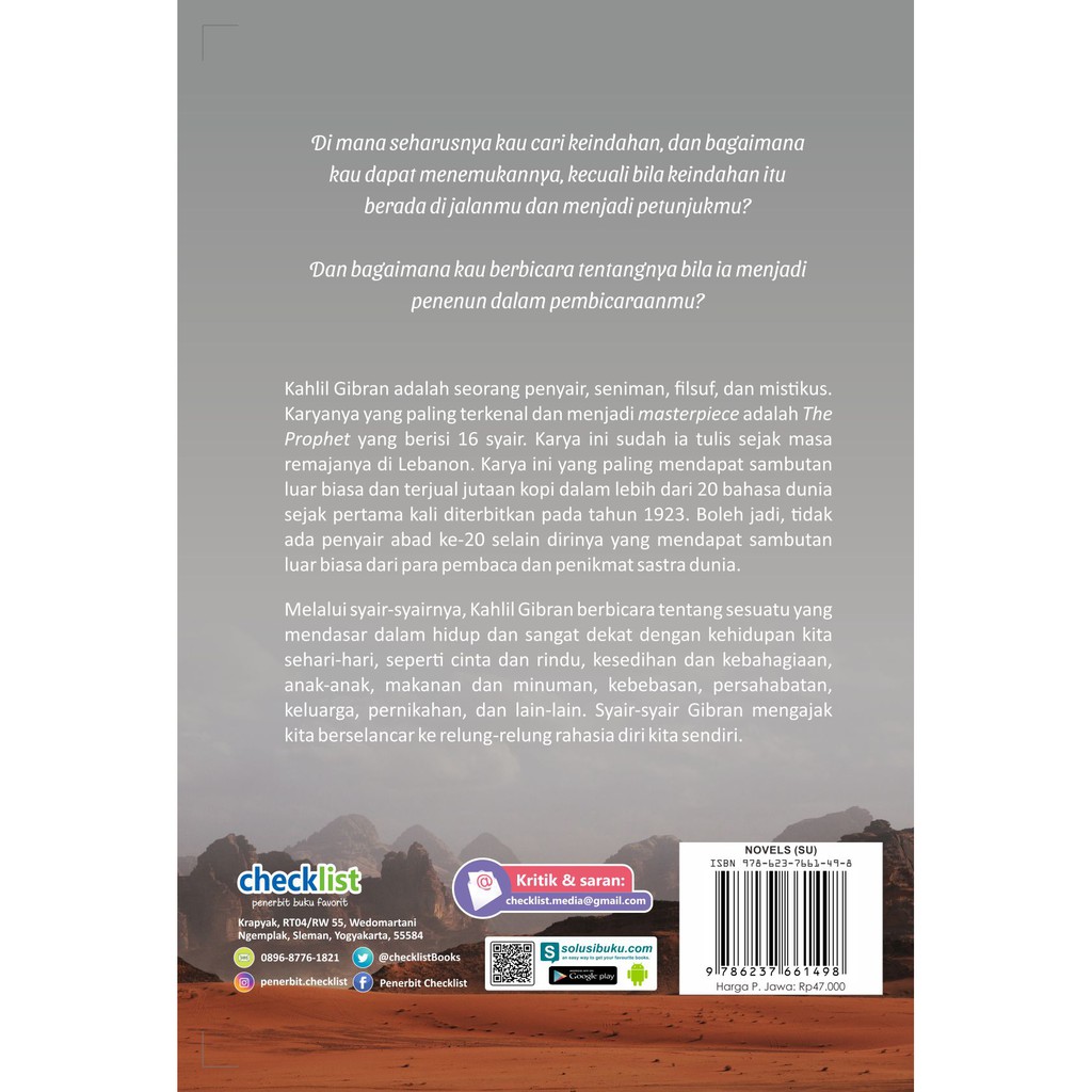 Buku Dwilogi Cinta &amp; Keindahan Hakiki : Kahlil Gibran (Checklist) | Shopee  Indonesia