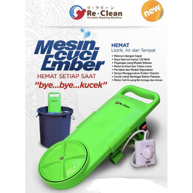 mesin cuci portable alat pengucek pakaian REWASH RE WASH ALAT KUCEK BAJU Re  clean mesin cuci ember | Shopee Indonesia