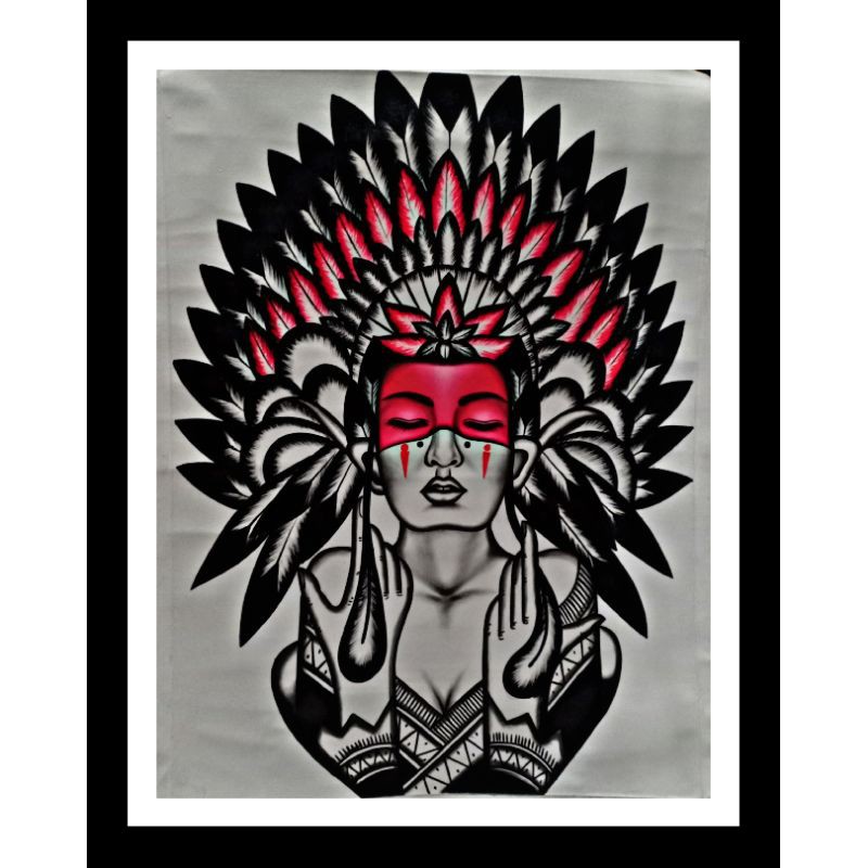 Jual Lukisan Bali/Hiasan Dinding Motif Suku Indian Indonesia|Shopee Indonesia