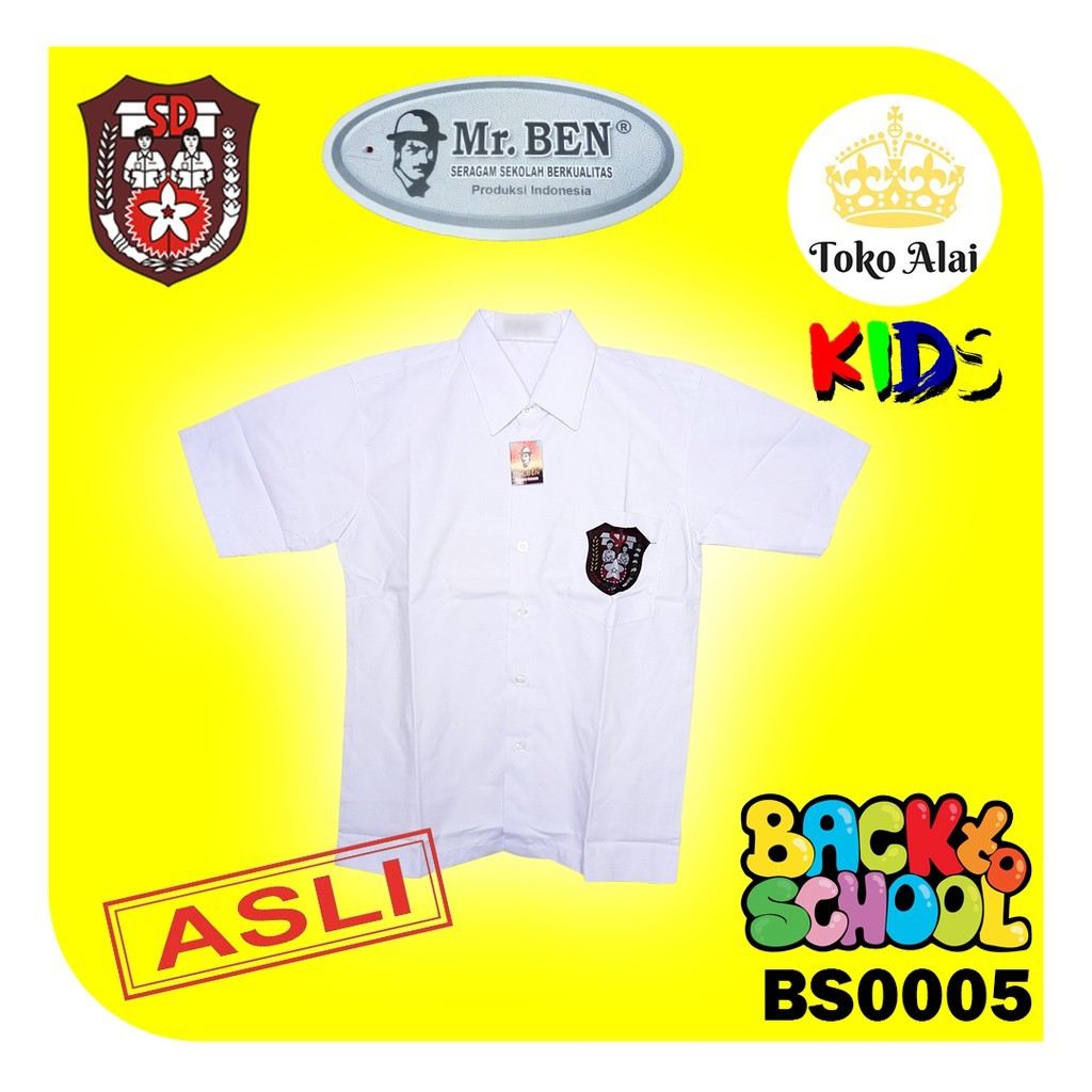 Jual Baju Seragam Sekolah SD Mr.Ben Asli / Baju Sekolah SD Lengan Pendek  Kelas 1-6 BS0005 Indonesia|Shopee Indonesia