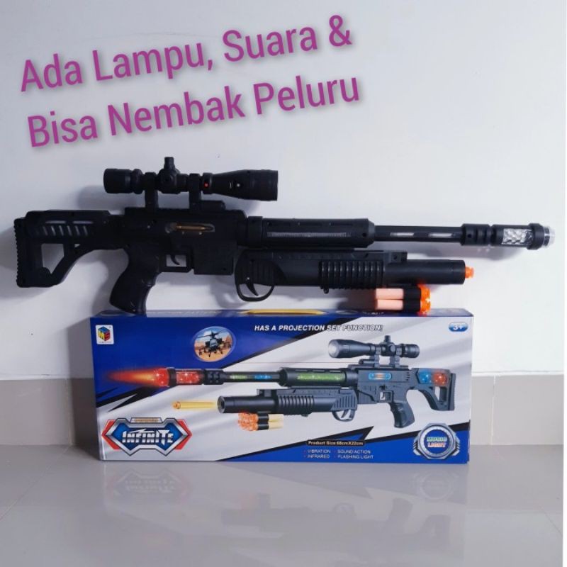 Jual Mainan Tembakan Nerf Lampu &amp; Suara Senapan Tembak Anak Laki Laki Batre  Indonesia|Shopee Indonesia
