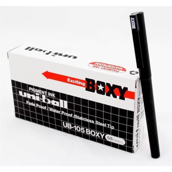 Pulpen Boxy Uniball Boxy Uni Ball 0.5mm Hitam Biru UB-105 | Shopee Indonesia
